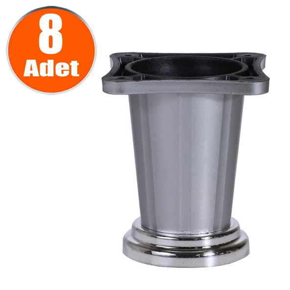 8 Adet Ayarlanabilir Dolap Mobilya Tezgah Koltuk Kanepe Puf Tezgah Ayağı Ayakları 10 Cm Gri Renk