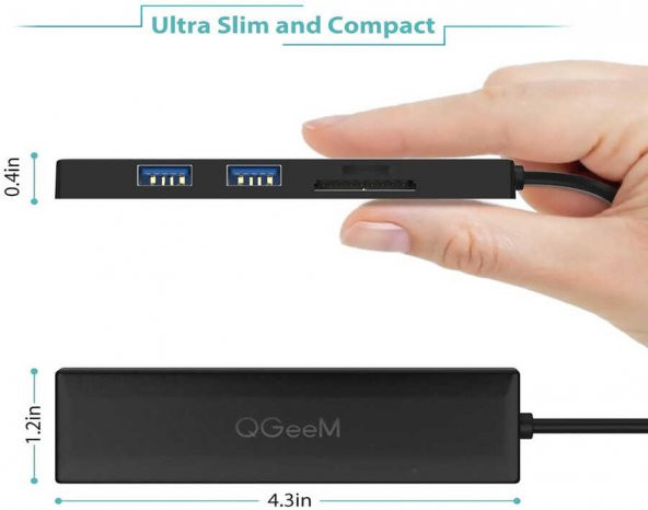 Qgeem Usb Hub 0.2M Usb Çoğaltıcı 3.0 Sd - Micro Sd Kart Çıkışı QG-UH05 - 5