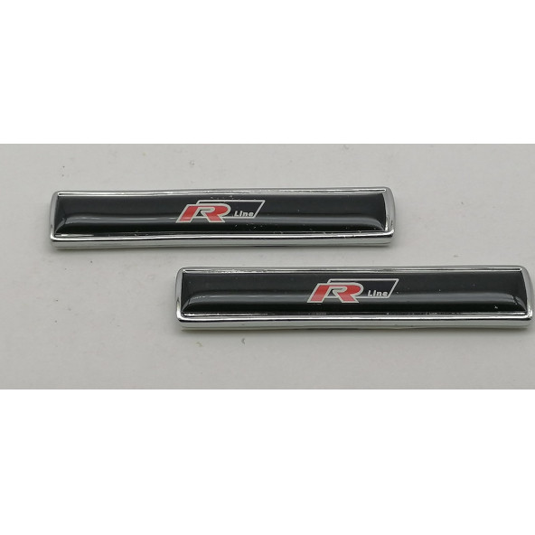 R Line Volkswagen Logo Yan Çamurluk 3M 3D Metal Zemin Üzeri ABS Amblem Arma - 2