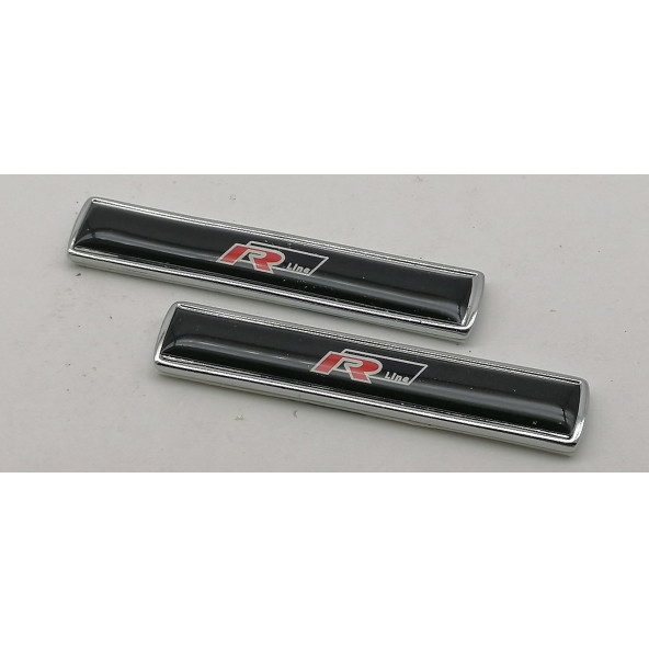 R Line Volkswagen Logo Yan Çamurluk 3M 3D Metal Zemin Üzeri ABS Amblem Arma - 3