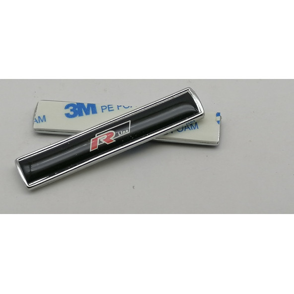 R Line Volkswagen Logo Yan Çamurluk 3M 3D Metal Zemin Üzeri ABS Amblem Arma - 5