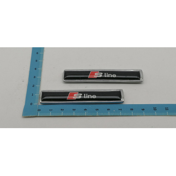 S Line Audi Logo Yan Çamurluk 3M 3D Metal Zemin Üzeri ABS Amblem Arma