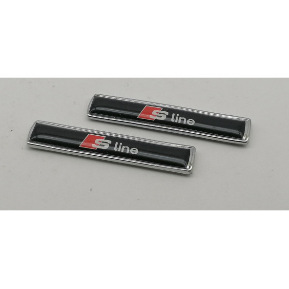 S Line Audi Logo Yan Çamurluk 3M 3D Metal Zemin Üzeri ABS Amblem Arma - 3