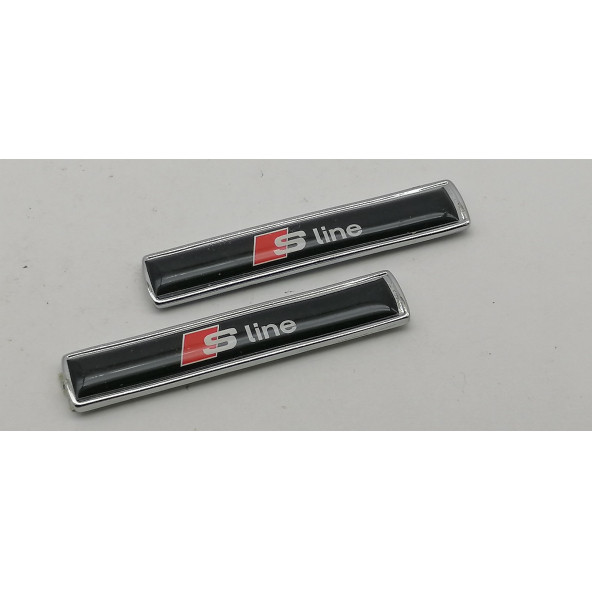 S Line Audi Logo Yan Çamurluk 3M 3D Metal Zemin Üzeri ABS Amblem Arma - 4