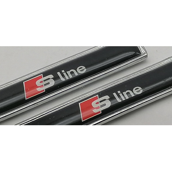 S Line Audi Logo Yan Çamurluk 3M 3D Metal Zemin Üzeri ABS Amblem Arma - 6