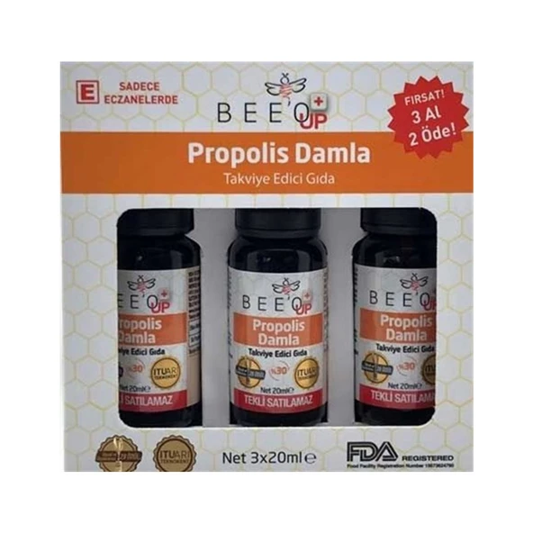 Beeo Up Propolis 30 Damla 3x20 ml (3 Al 2 Öde)