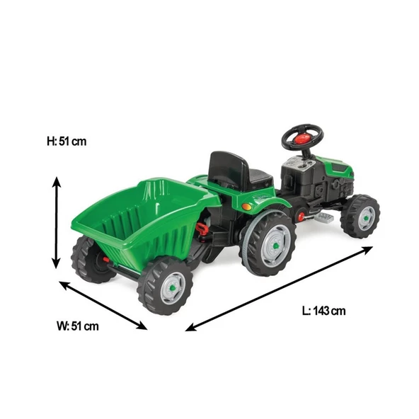 Pilsan Active Römorklu Traktör Pedallı Yeşil 07316