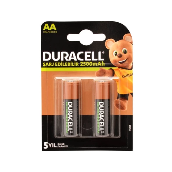 Duracell 2500 mAh AA 2'li Şarj Edilebilir Pil