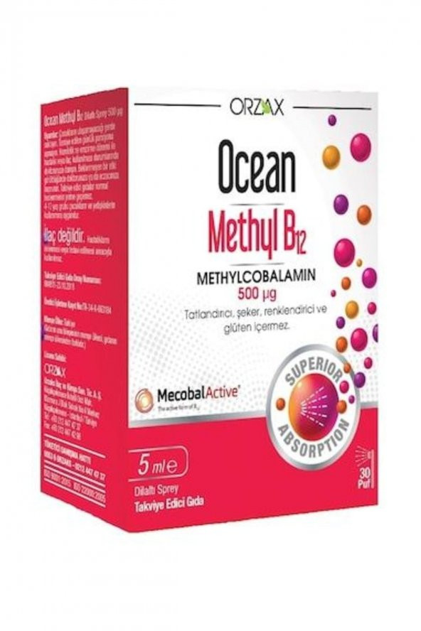 Ocean Methyl B12 500 mcg Dilaltı Sprey 5 ml