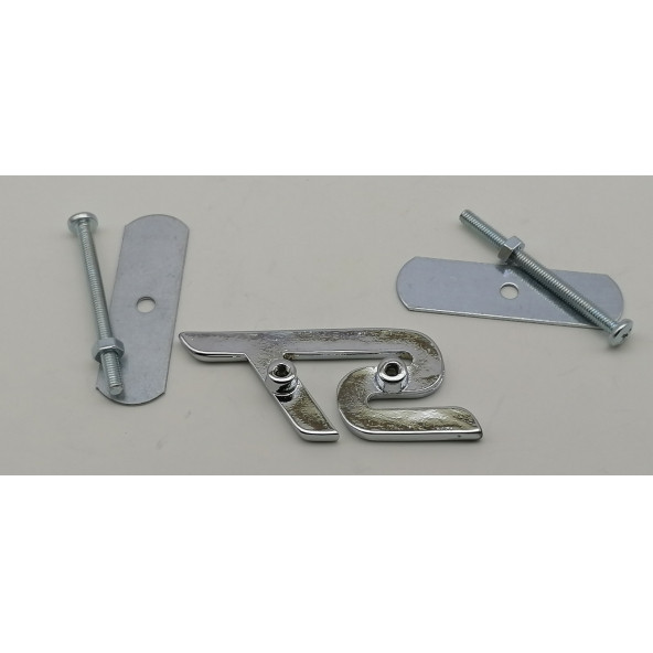 ST Logo  Parlak Krom Kırmızı Ön Panjur Vidalı 3D Metal Kabartmalı Arma - 3