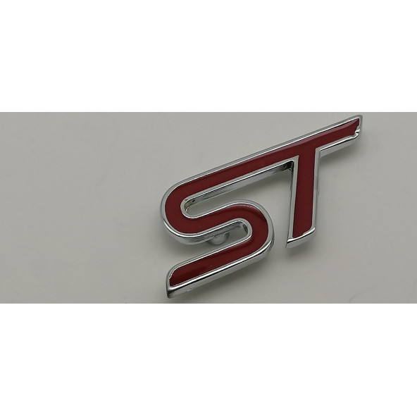 ST Logo  Parlak Krom Kırmızı Ön Panjur Vidalı 3D Metal Kabartmalı Arma - 6