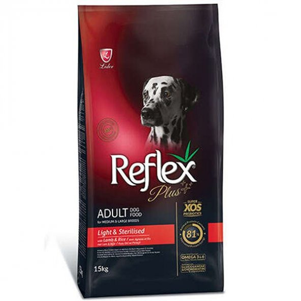 Reflex Plus Sterilised&Light Kuzulu Yetişkin Köpek Maması 15 Kg