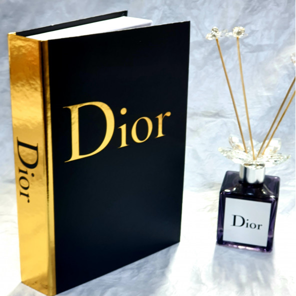 Dior, Openable Decorative Book Box, Fashion Fake Books, Home Decor, Black & Gold, Classic