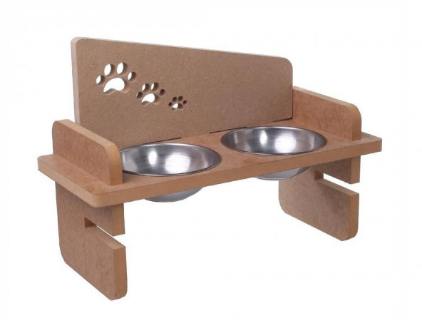 Woodylife Üç Patili Yüksekliği Ayarlanan Kedi ve Köpek Mama ve Su Kabı Çelik Kaseli - 2