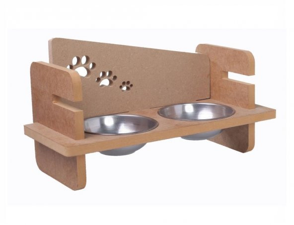 Woodylife Üç Patili Yüksekliği Ayarlanan Kedi ve Köpek Mama ve Su Kabı Çelik Kaseli - 3