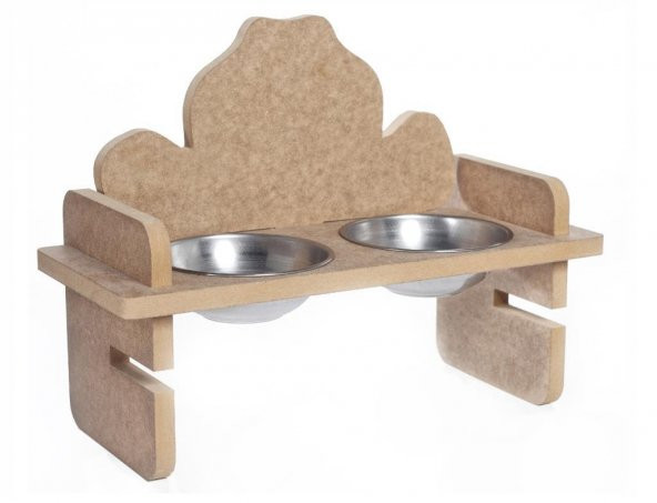 Woodylife Köpek Desenli Yüksekliği Ayarlanan Kedi ve Köpek Mama ve Su Kabı Çelik Kaseli - 2