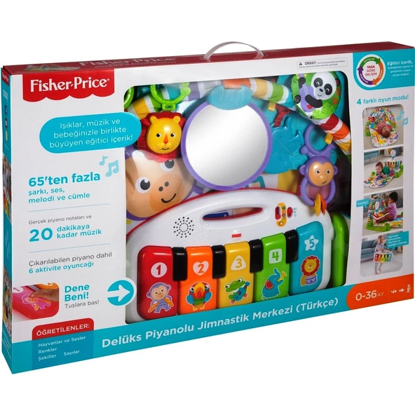 Fisher Price Delüks Piyanolu Jimnastik Merkezi Fisher-Price 4 ü 1 Arada Oyun Halısı Jimnastik Merkezi