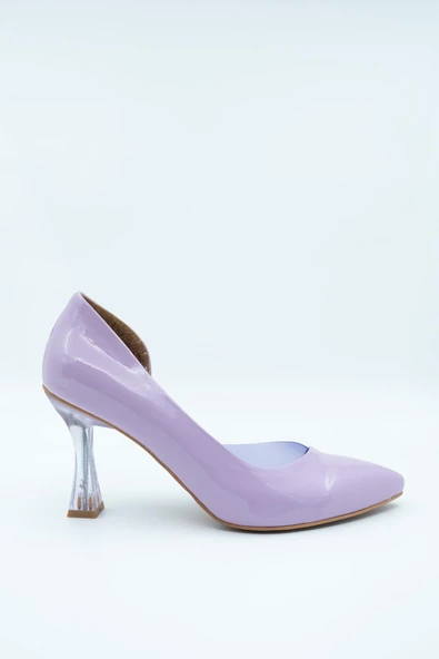 Lila Rugan Şeffaf Stiletto Kadeh Topuklu Ayakkabı - Solus - Resim 2