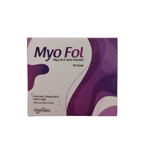 Myo Fol , Myo D-Kiro İnositol Folik Asit, Vitamin B12 İçeren Takviye Edici Gıda 30 Saşe