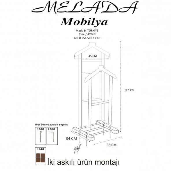 Melada Mobilya Çift Tepeli Dilsiz Uşak Ham Cilasız - 8