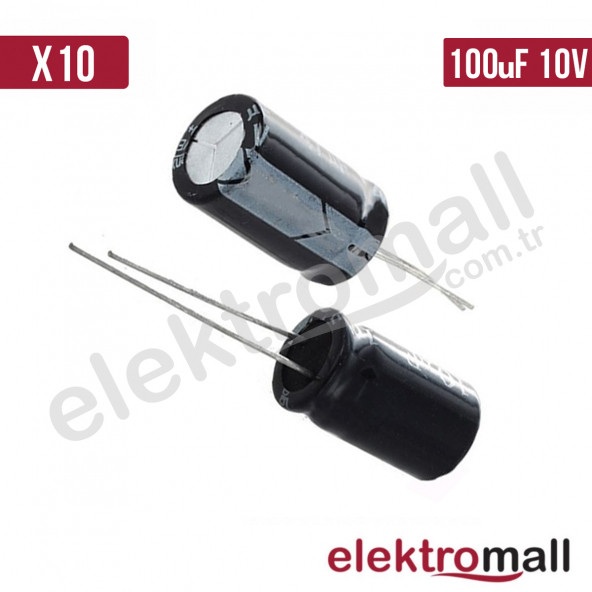 100uF 10V Elektrolitik Kondansatör - 10 Adet