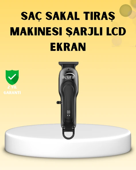 Profesyonel Tıraş Makinesi Lcd Ekranlı Turbo Mod Güçlü Motor