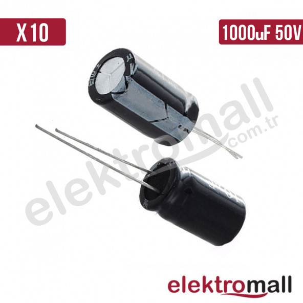 1000uF 50V Elektrolitik Kondansatör - 10 Adet