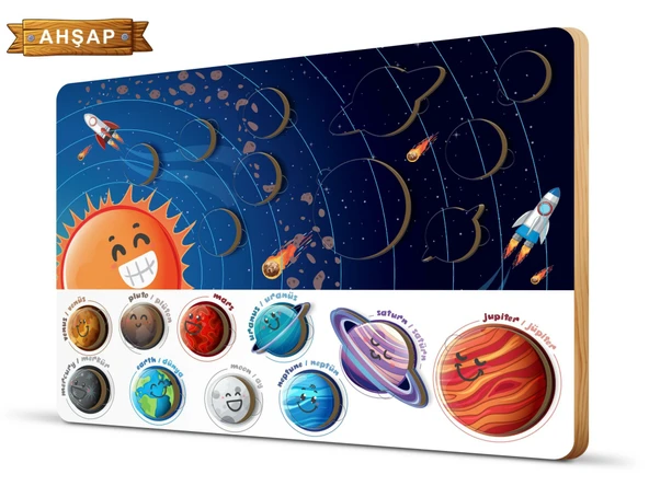 PTTAVM: Art Puzzle Ahşap Puzzle 10 Parça Frame Gezegenler 5879