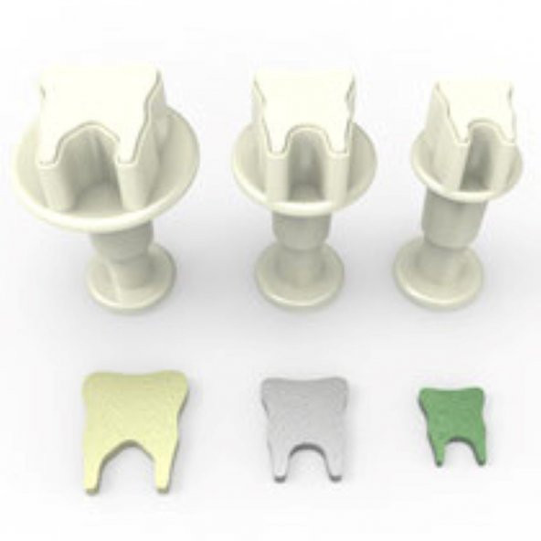 Diş 3lü Mini Enjektörlü (Basmalı) Kopat - Şeker Hamuru ve Kurabiye Kalıbı
