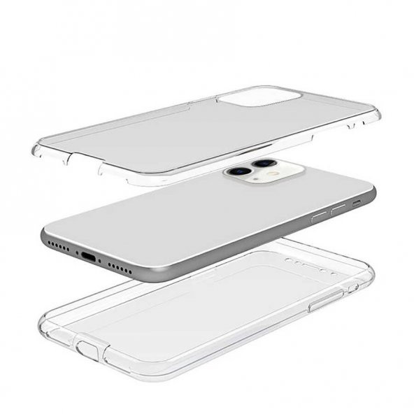 iPhone 11 Kılıf  (6.1) - 360 Tam Koruma Şeffaf Silikon - 2