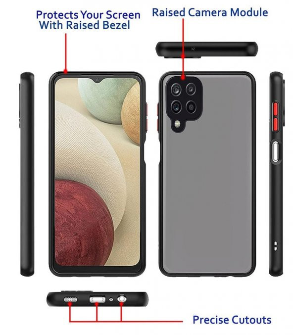 Samsung Galaxy A12 Kılıf - Loo Case Mat Kamera Korumalı Soft Kılıf - 5
