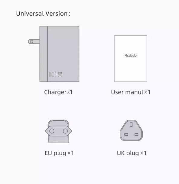 Mcdodo 100w GaN Ultra Hızlı 2xType-C 1xUsb Laptop Macbook Telefon Hızlı Şarj Başlığı - 3