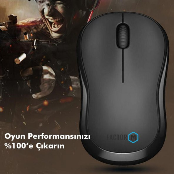 Factor M M1 Süper Sessiz Kompact Kablosuz Mouse Siyah - 7