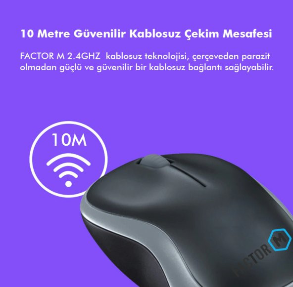 Factor M M1 Süper Sessiz Kompact Kablosuz Mouse Siyah - 11