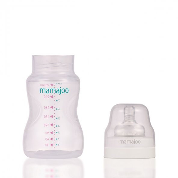 Mamajoo Silver Biberon 250ml & Yedek İkili Biberon Emziği No.1 0 Ay+ - 4