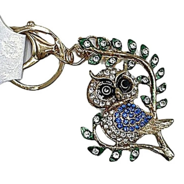 Mavi Kristal Taşlı Baykuş Anahtarlık - 1