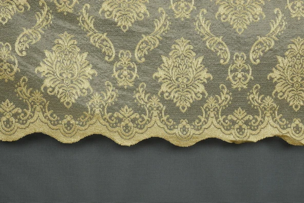 DAMAKS MODEL GOLD RENK TEK KANAT Hazır dikilmiş Pileli Fon Perde 75*260 cm - Resim 2