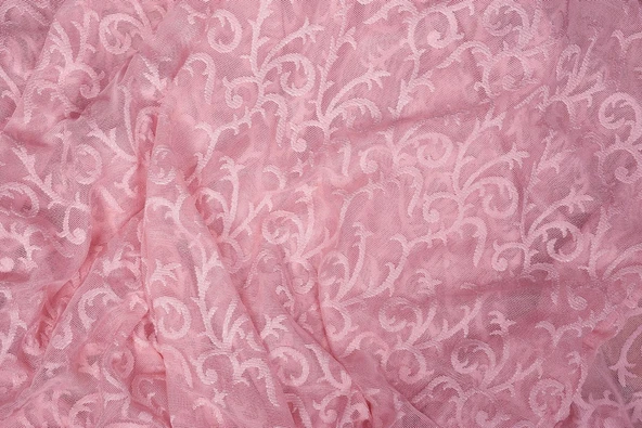 ŞAL MODEL PEMBE RENK TEK KANAT Hazır dikilmiş Pileli Fon Perde 75*260 cm - Resim 6