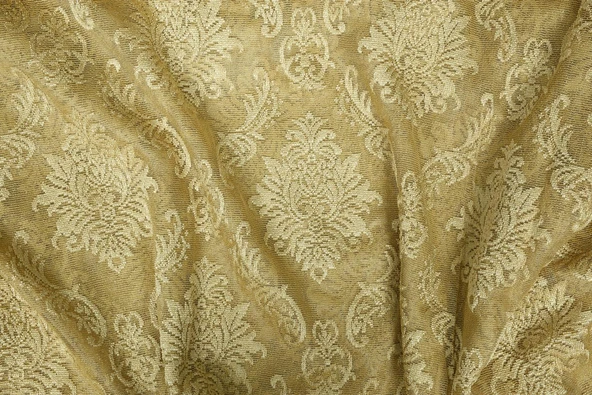 DAMAKS MODEL GOLD RENK TEK KANAT Hazır dikilmiş Pileli Fon Perde 75*260 cm - Resim 7