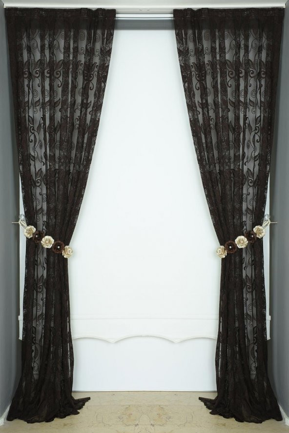 SARMAŞIK MODEL ACI KAHVE RENK TEK KANAT Pileli Fon Perde 75*260 cm - 6