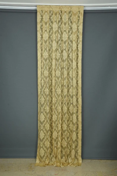 DAMAKS MODEL GOLD RENK TEK KANAT Hazır dikilmiş Pileli Fon Perde 75*260 cm ürün görseli