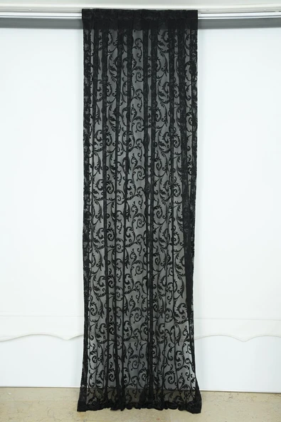 SULTAN 2 MODEL SİYAH RENK TEK KANAT Hazır dikilmiş Pileli Fon Perde 75*260 cm ürün görseli