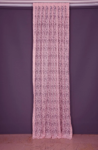 ŞAL MODEL PEMBE RENK TEK KANAT Hazır dikilmiş Pileli Fon Perde 75*260 cm - Resim 2