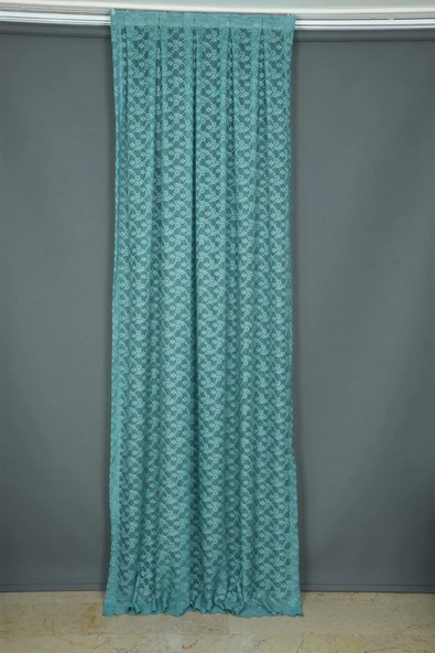 ÇİÇEK MODEL PETROL YEŞİLİ RENK TEK KANAT Hazır dikilmiş Pileli Fon Perde 75*260 cm ürün görseli