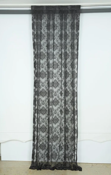 DAMAKS MODEL ANTRASİT RENK TEK KANAT Hazır dikilmiş Pileli Fon Perde 75*260 cm ürün görseli