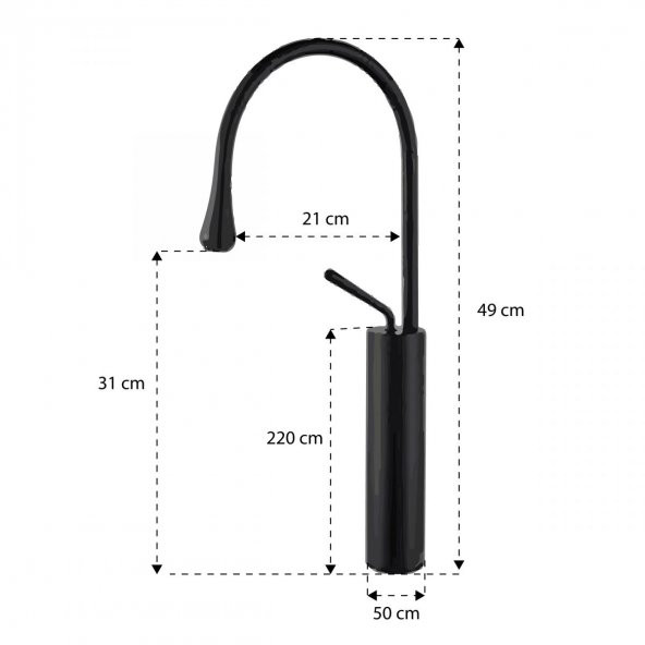 FKN Milano Siyah Çanak Lavabo Bataryası - Resim 2