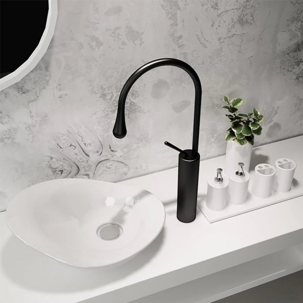 FKN Milano Siyah Çanak Lavabo Bataryası - Resim 3