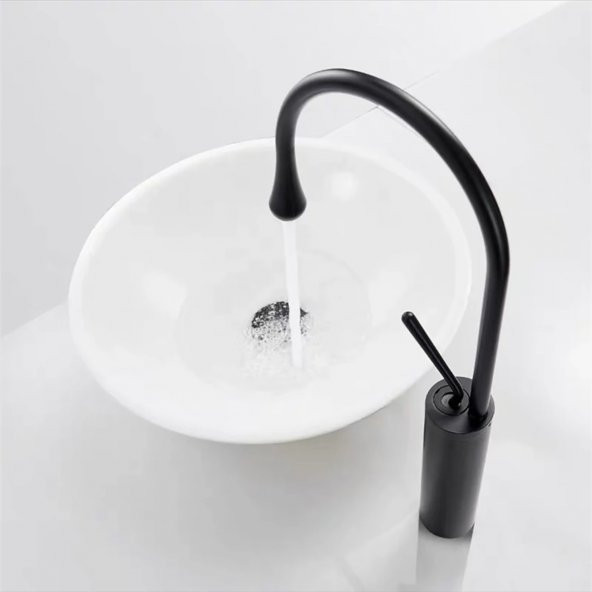 FKN Milano Siyah Çanak Lavabo Bataryası - Resim 5