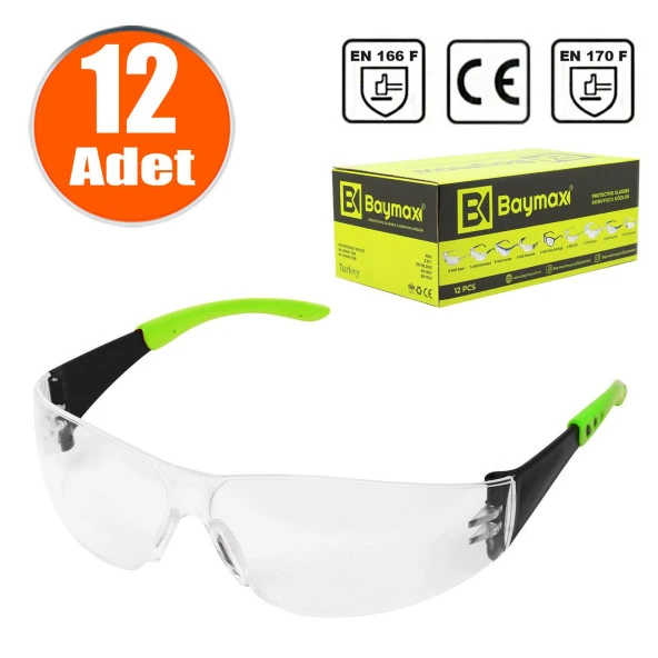İş Güvenlik Gözlüğü Koruyucu Çapak Gözlük S500 Şeffaf (12 ADET)