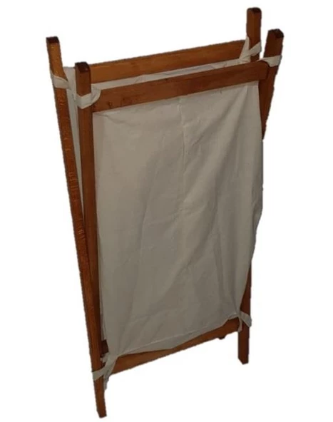 Ahşap Katlanır Çamaşır Sepeti Kirli Temiz Çamaşır sepeti - 3